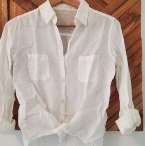 SOLD White Linen Button Down